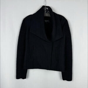 Sentaler Alpaca Wool Ribbed Sleeve Jacket Black Size L